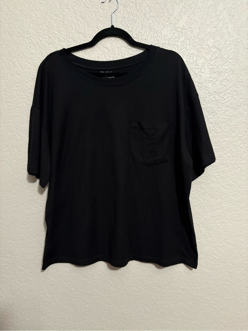 Time and Tru Women’s XXL Black Pima Cotton Oversized Pocket T-Shirt